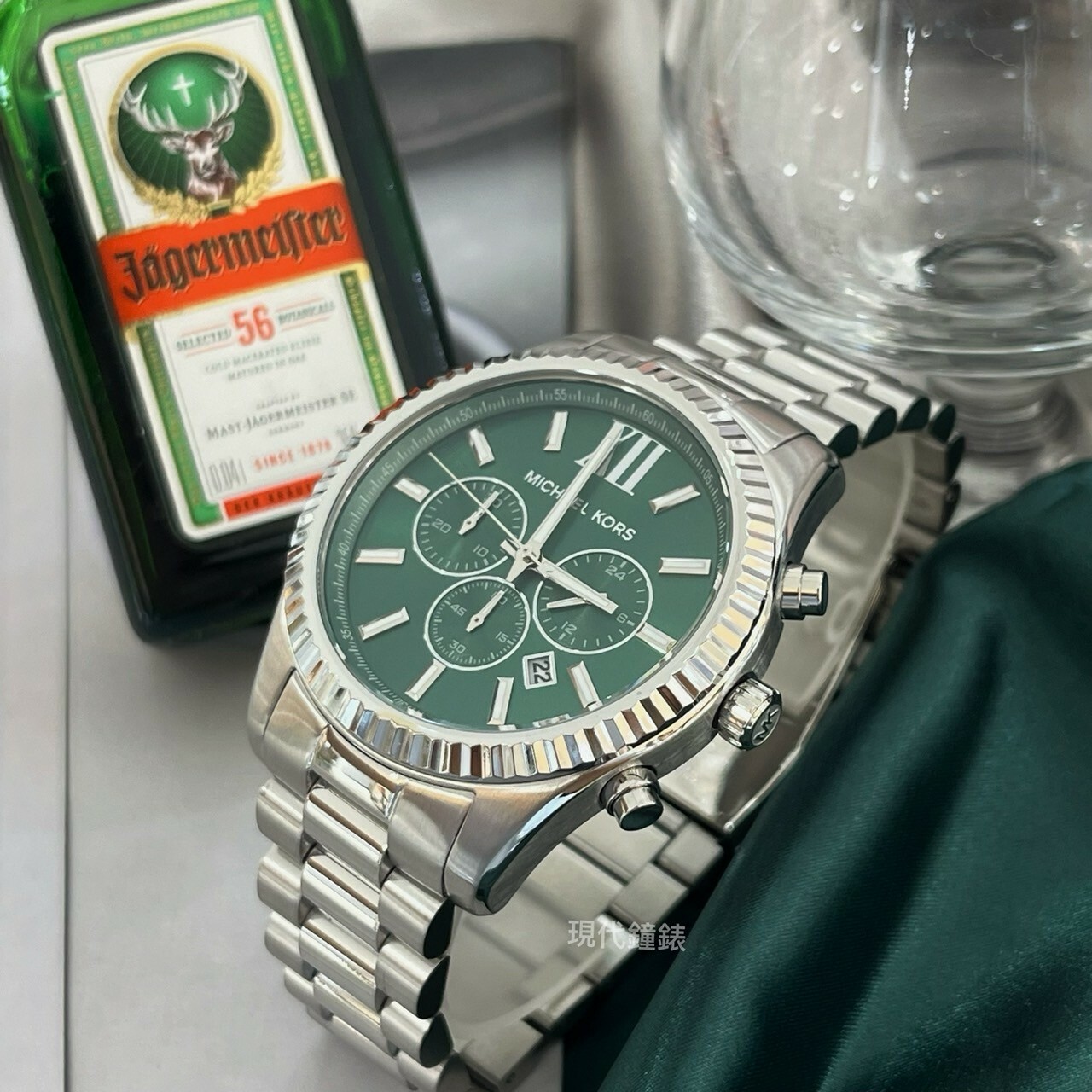 【MICHAEL KORS】 Lexington 燦綠環刻三眼手錶  MK9152 44mm 現代鐘錶