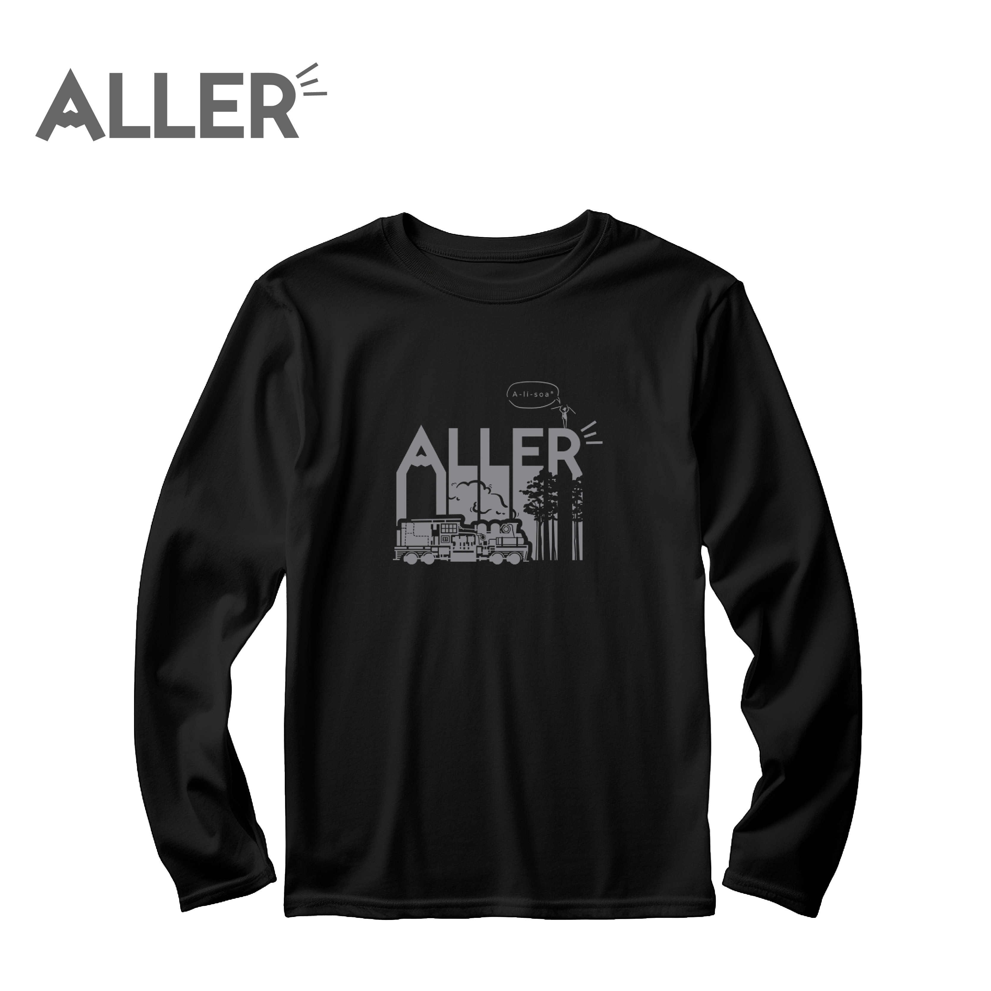 ALLER x 台灣阿里山─小火車 莫代爾長袖 T-shirt 中性款 11AL2001L-BK