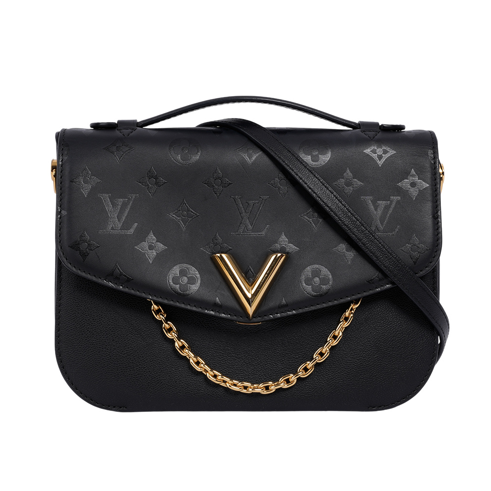 【Louis Vuitton / LV】Very Messenger Monogram 雙皮革二用郵差包(黑色)M53382