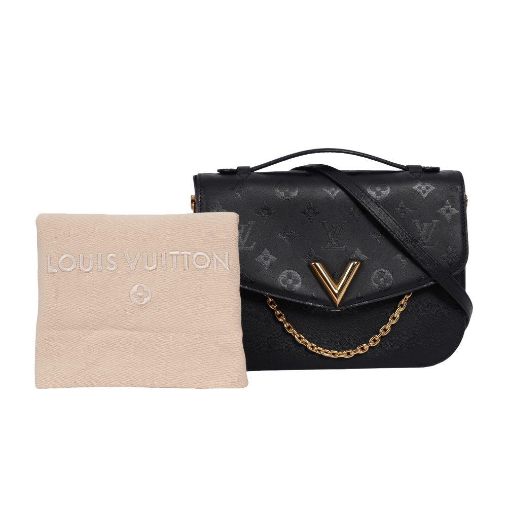 【Louis Vuitton / LV】Very Messenger Monogram 雙皮革二用郵差包(黑色)M53382