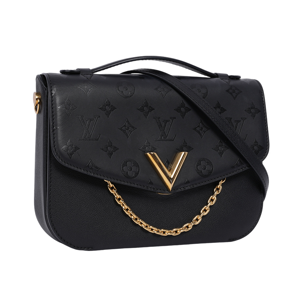 【Louis Vuitton / LV】Very Messenger Monogram 雙皮革二用郵差包(黑色)M53382