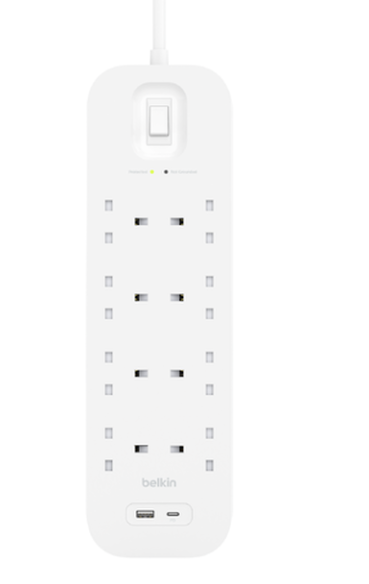 Connect 8位防雷保護拖板 (1個USB C, 1個USB A, 2米電源線)