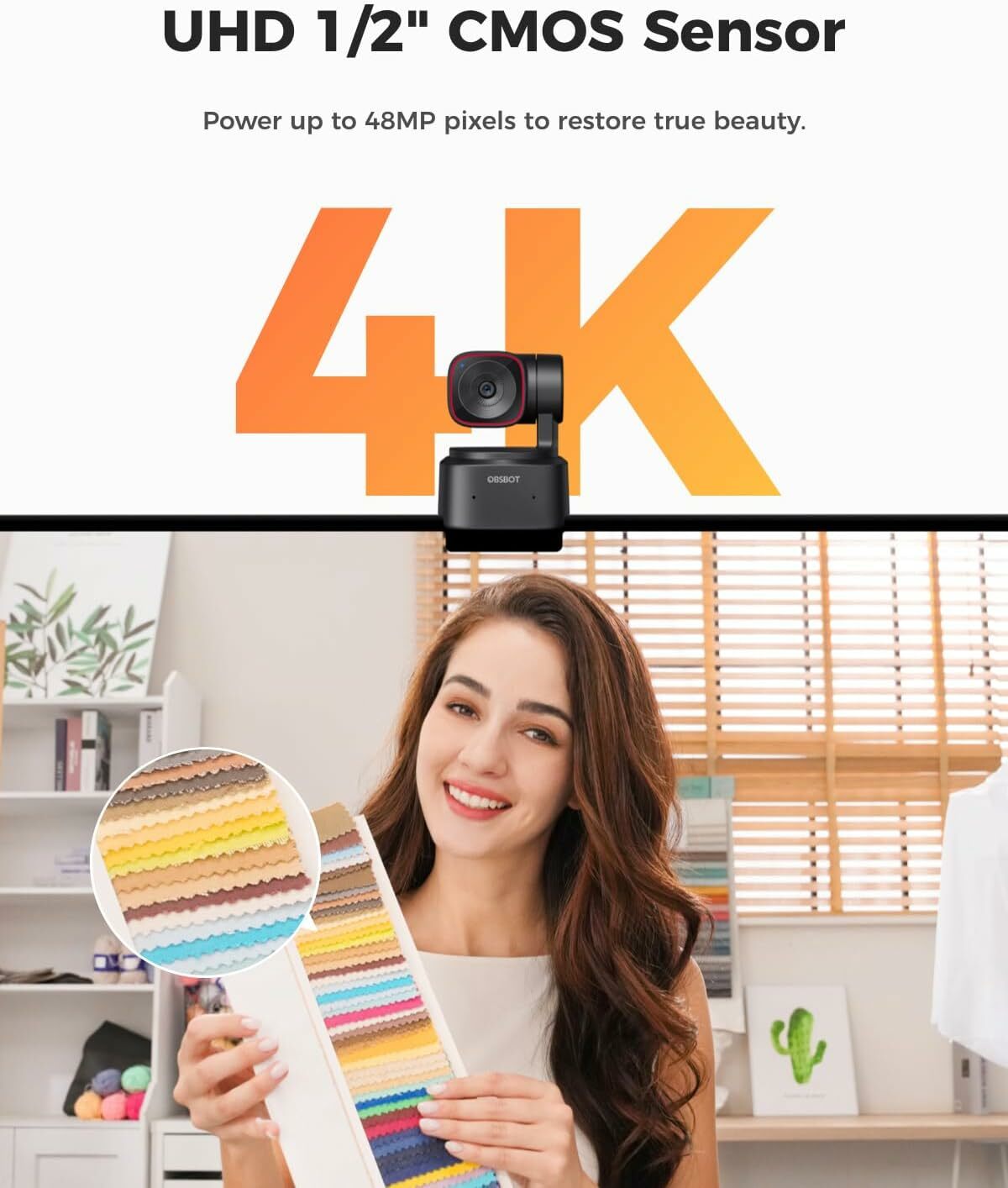 OBSBOT Tiny 2 Lite - AI-Powered 4K PTZ Webcam 網路攝影機