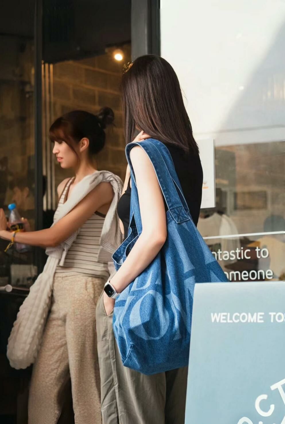 Gentle Woman Heart Denim Tote Bag