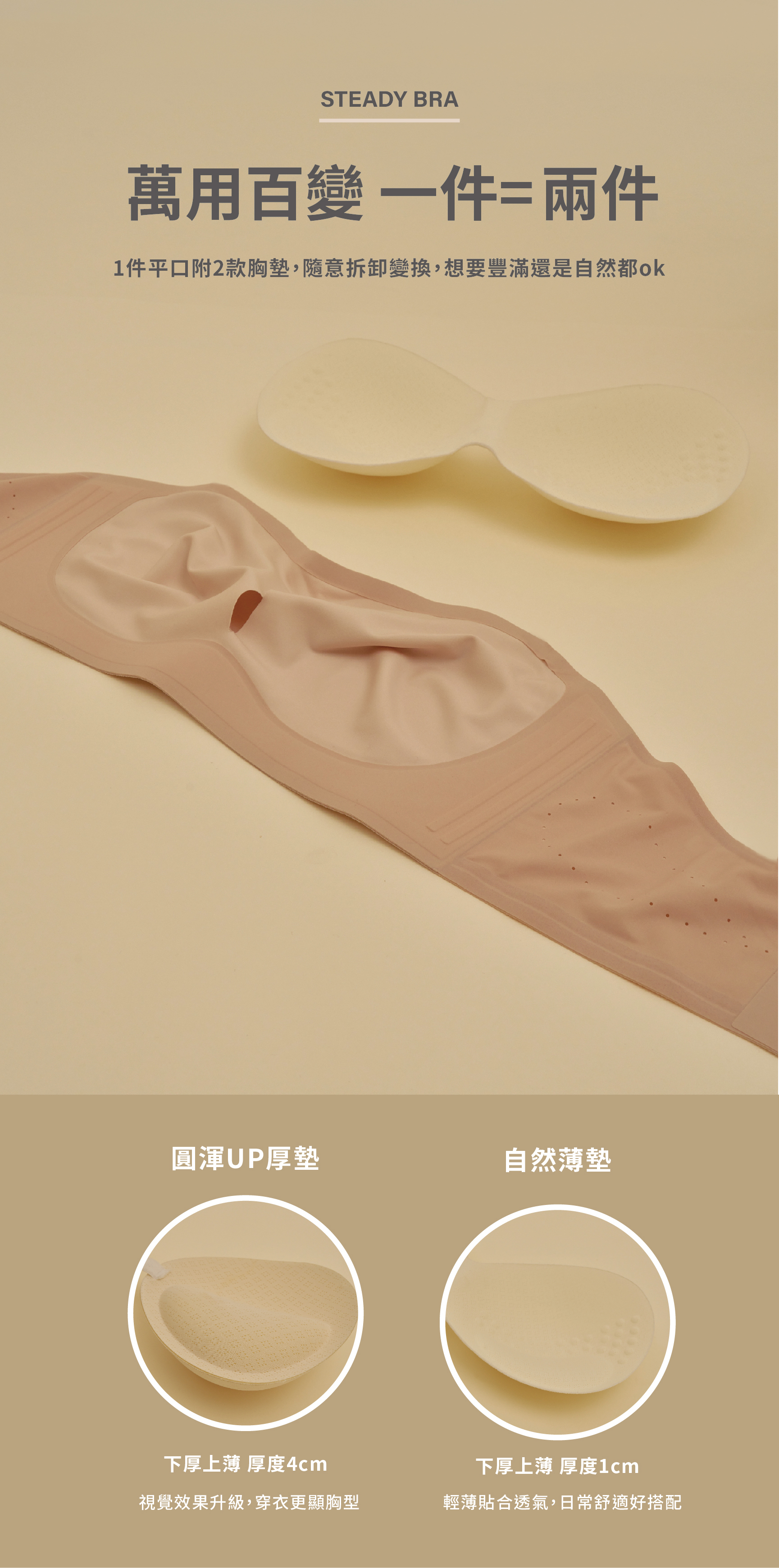 Steady bra安全感2.0/ Meufs全方位果凍膠防滑隱形圓渾平口內衣(單內衣)