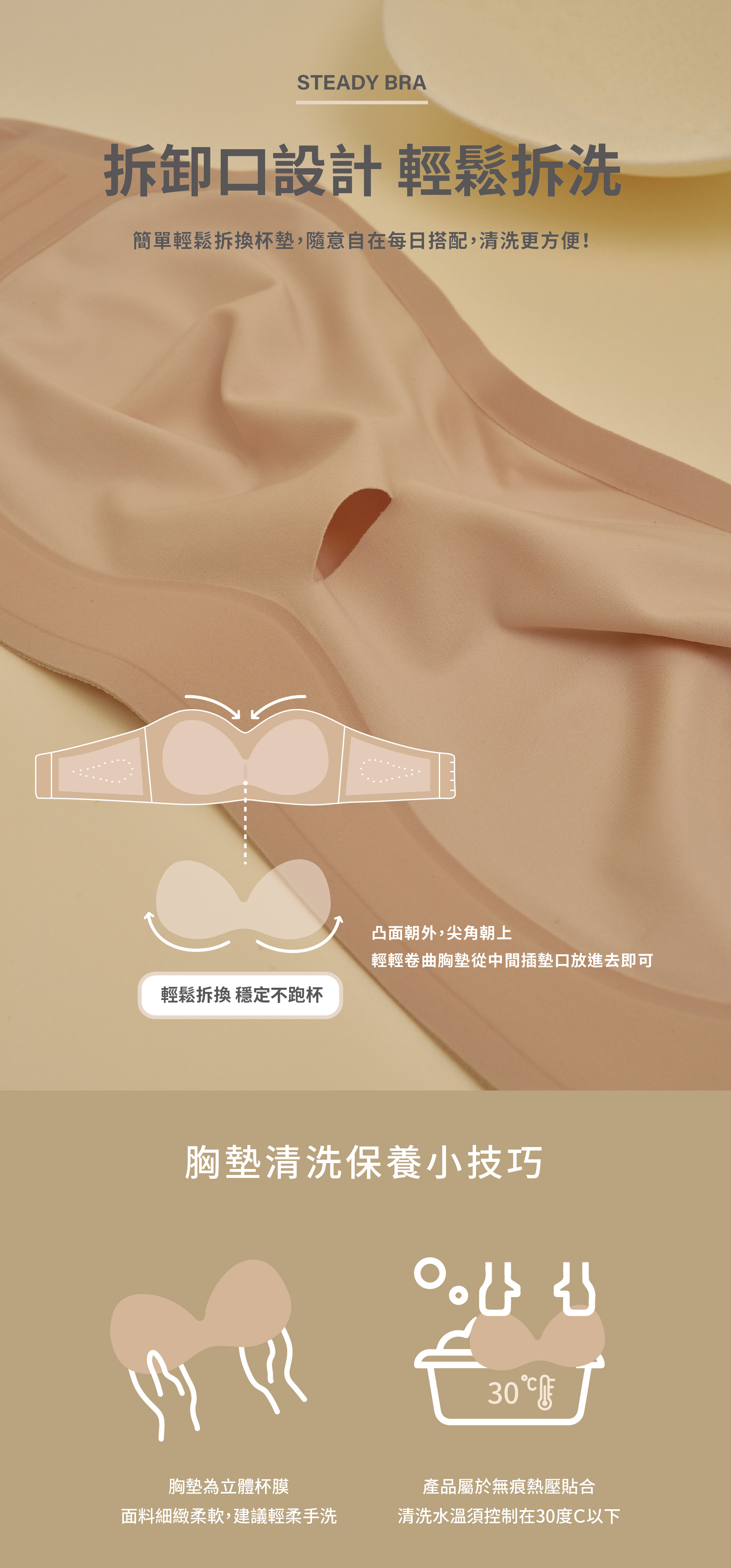 Steady bra安全感2.0/ Meufs全方位果凍膠防滑隱形圓渾平口內衣(單內衣)