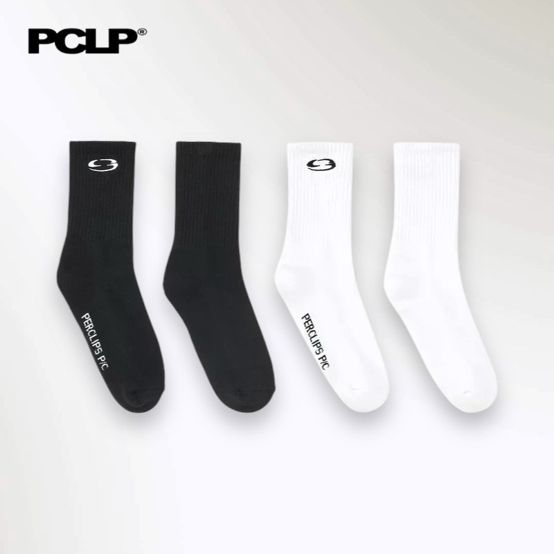 PCLP雙環中長筒襪男女純棉短襪子