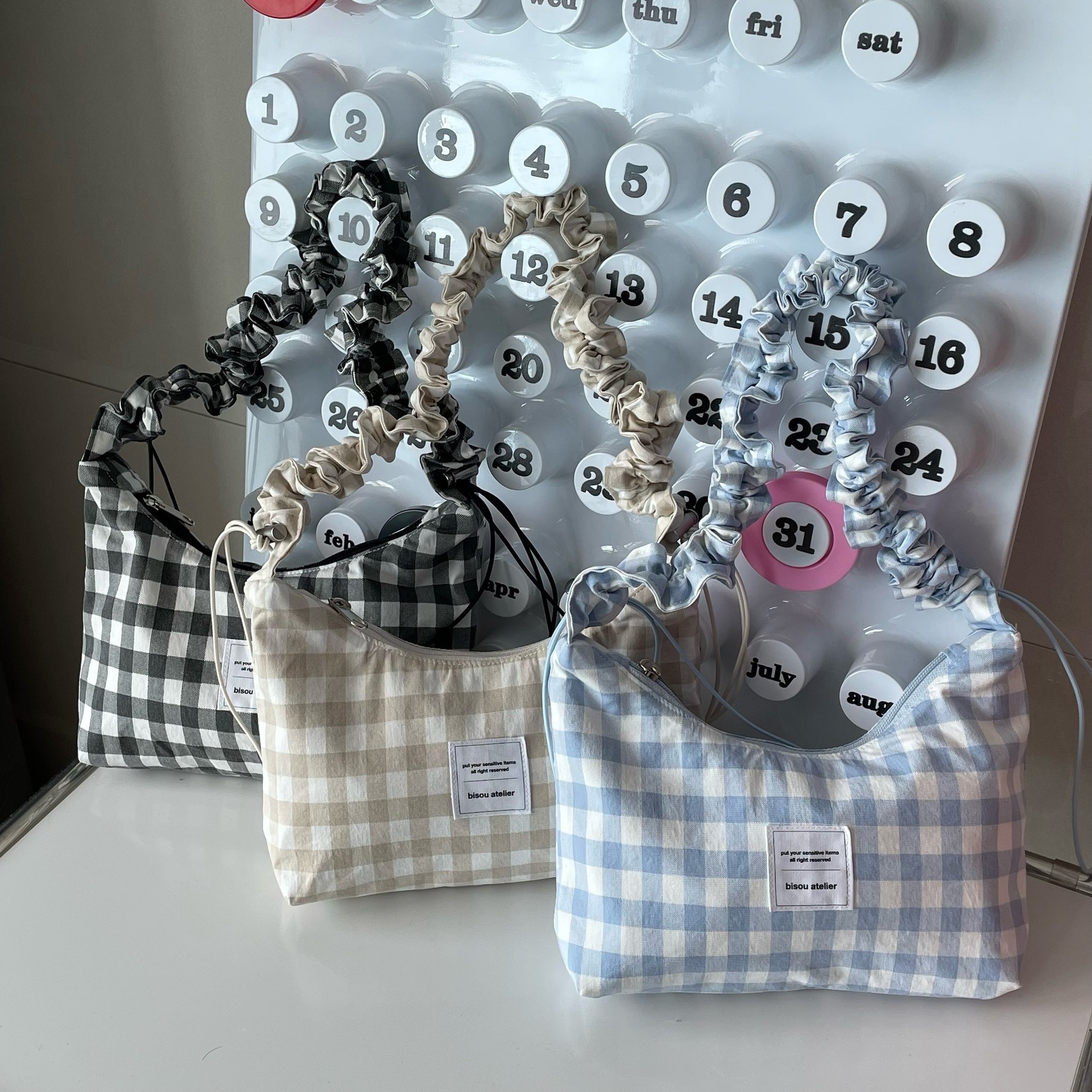 《5080》清新甜美格紋美少女肩背包