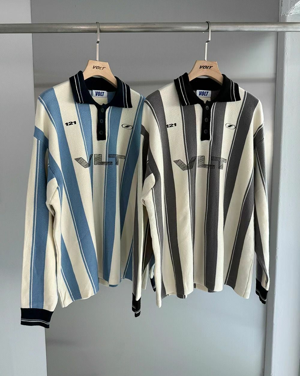 英文字橫間長袖PoloTee VOLT-072T