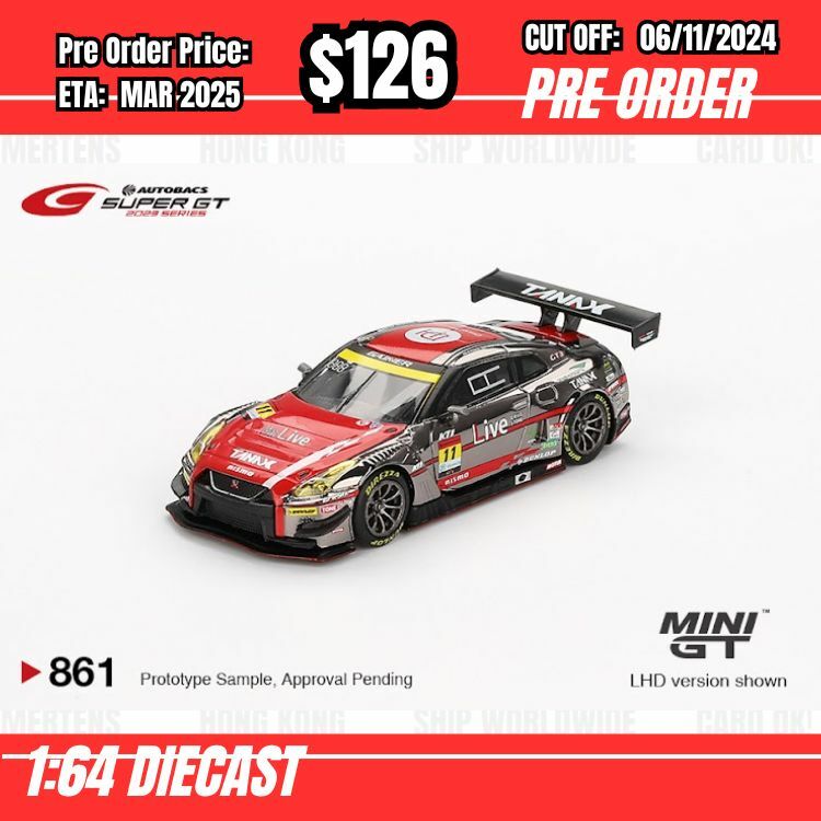 PO-$126 * Mini GT * 1:64 #861 Nissan GT-R NISMO GT3  #11 "GAINER TANAX GT-R" GAINER  2023 SUPER GT SERIES LHD[OD25/10]