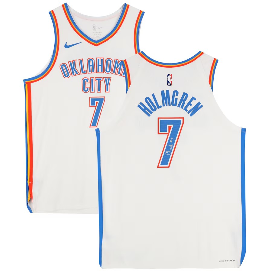 Chet Holmgren Oklahoma City Thunder Autographed Nike White Association Edition Authentic Jersey