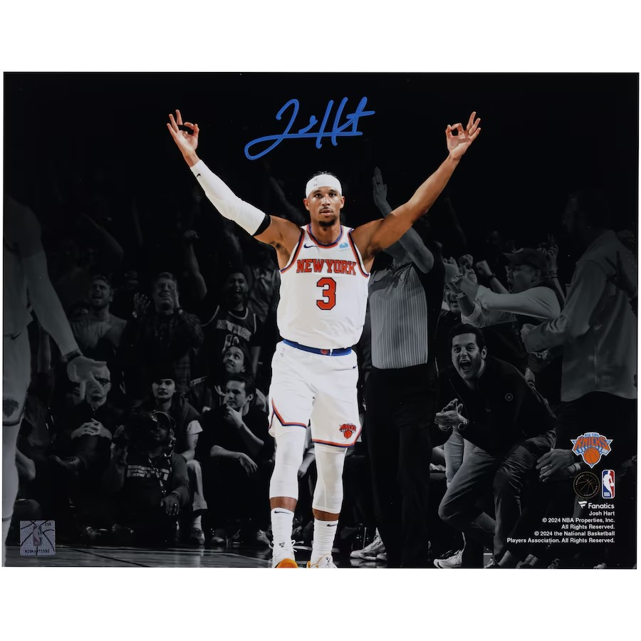 Josh Hart New York Knicks Autographed 11" x 14" 3- Point Celebration Photograph