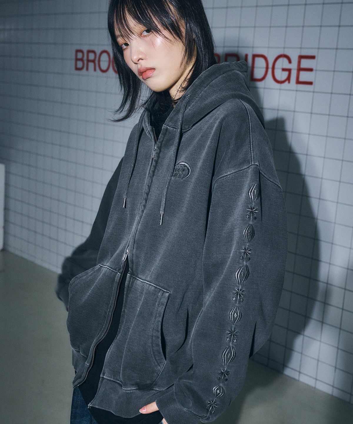 CPGN STUDIO Sleeve Star Pigment Hooded Zip-Up