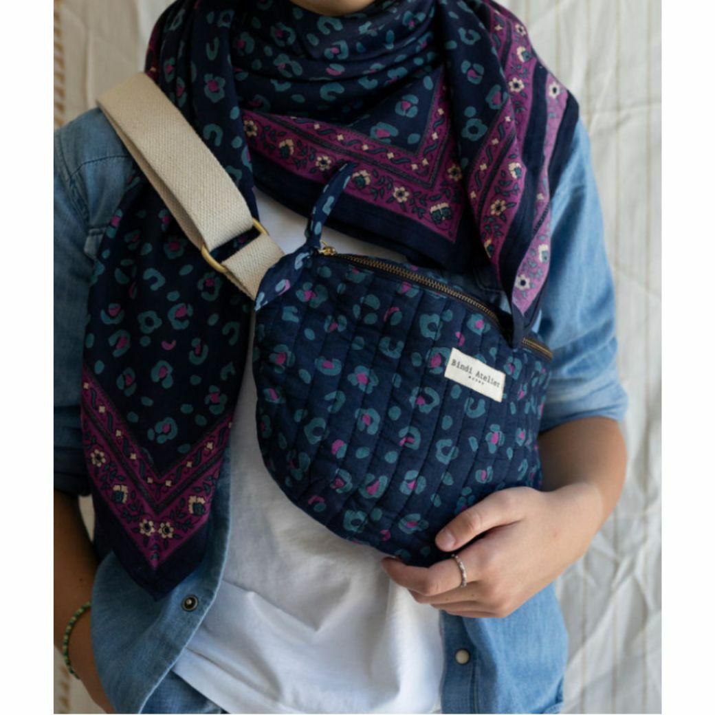 豹紋蝕光靛藍 | 單肩包