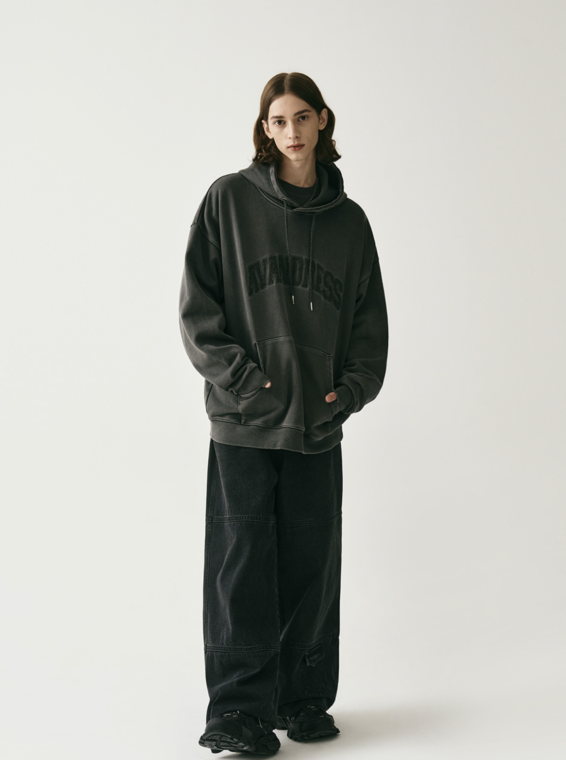 韓國連線🇰🇷 Avandress 大Logo寬鬆長袖帽T 長袖 帽T 秋冬 黑色 卡其棕色 粉色/預購