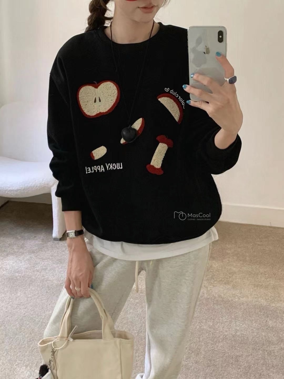 9108 女款蘋果大學T