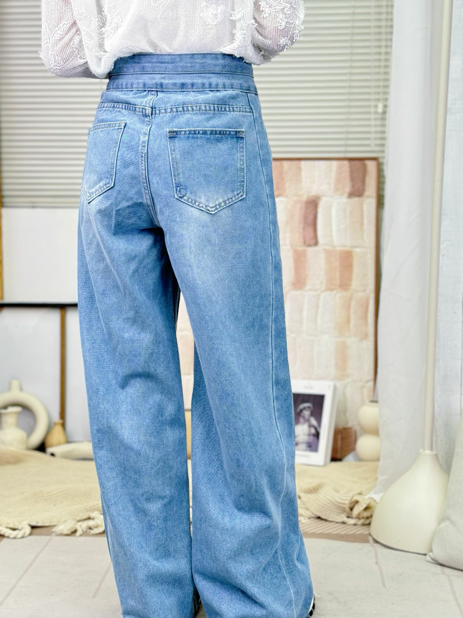 PANTS#6527🤍wide-leg即時減齡牛仔褲