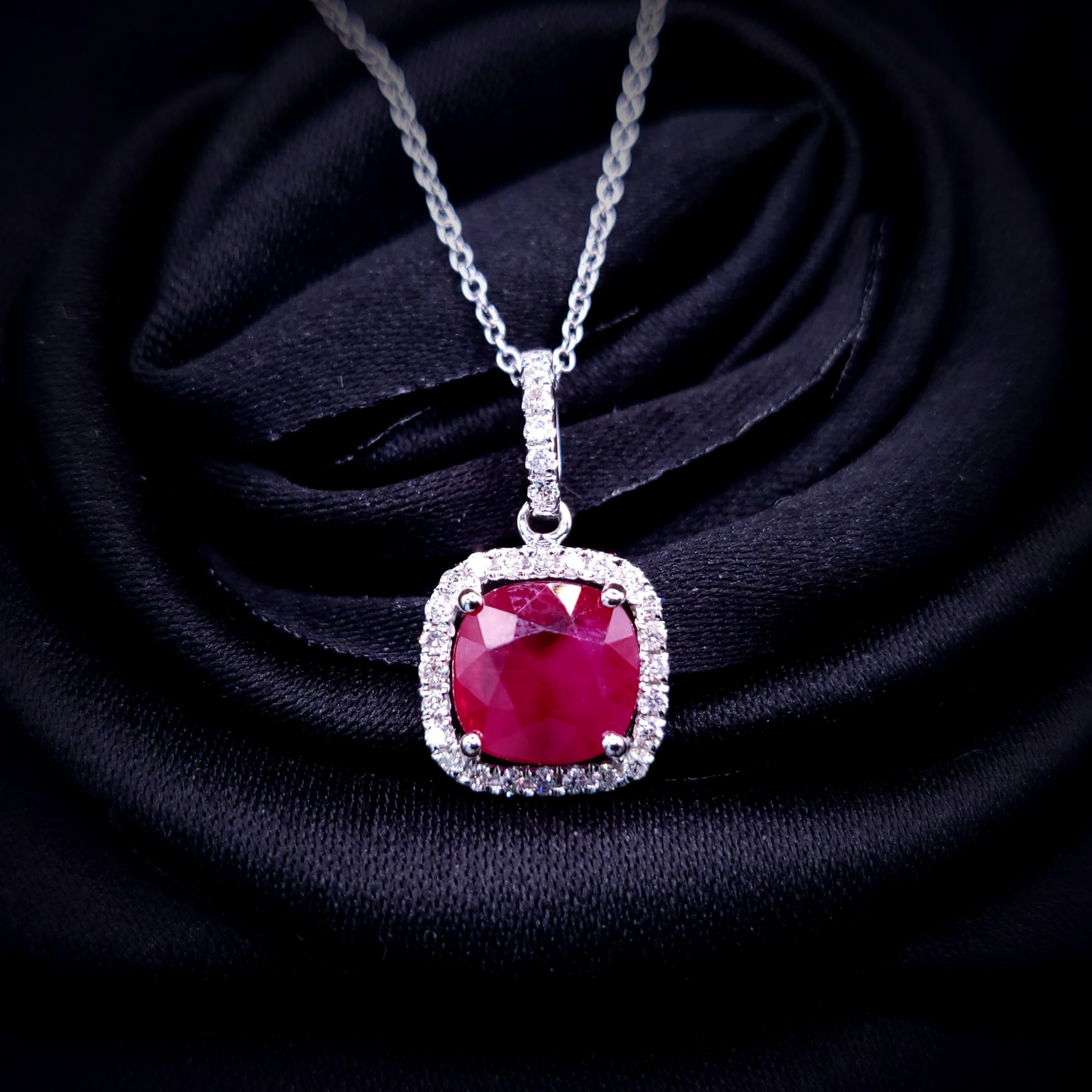 18K White Gold 1.32ct Ruby and Diamond Pendent