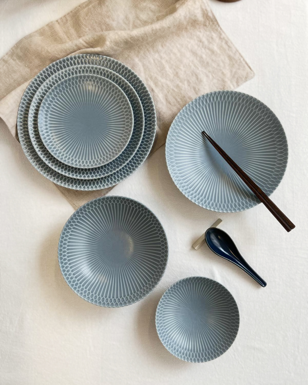 美濃燒 漣漪 16cm 碟 灰藍｜小田陶器