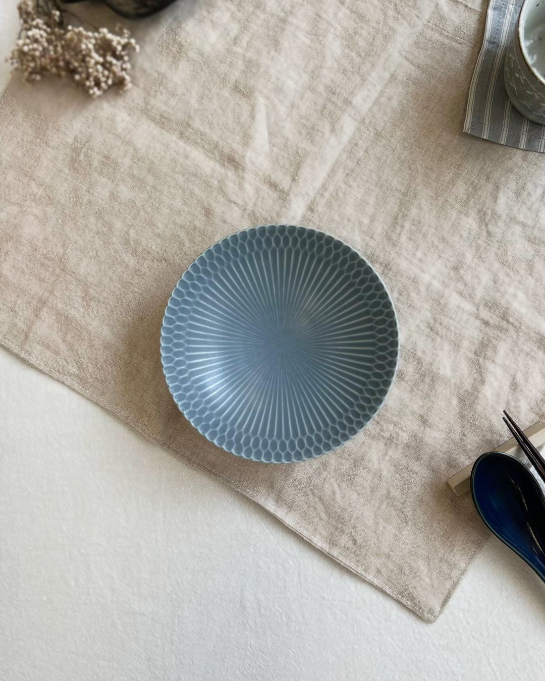 美濃燒 漣漪 13cm 小碗 灰藍｜小田陶器