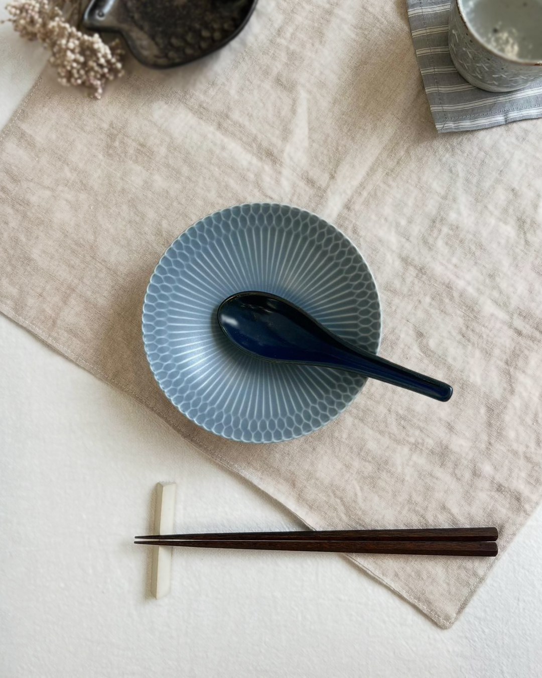 美濃燒 漣漪 13cm 小碗 灰藍｜小田陶器