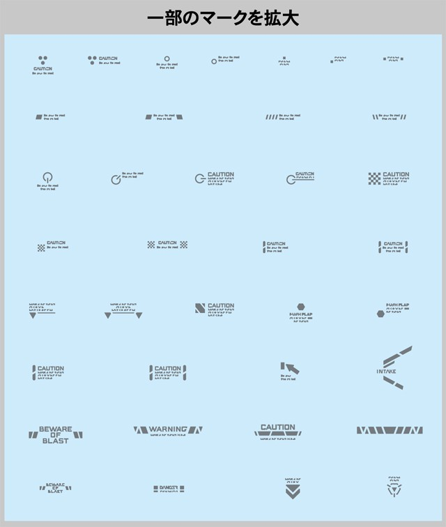 1/144 & 1/100 通用警告水貼 (灰色)