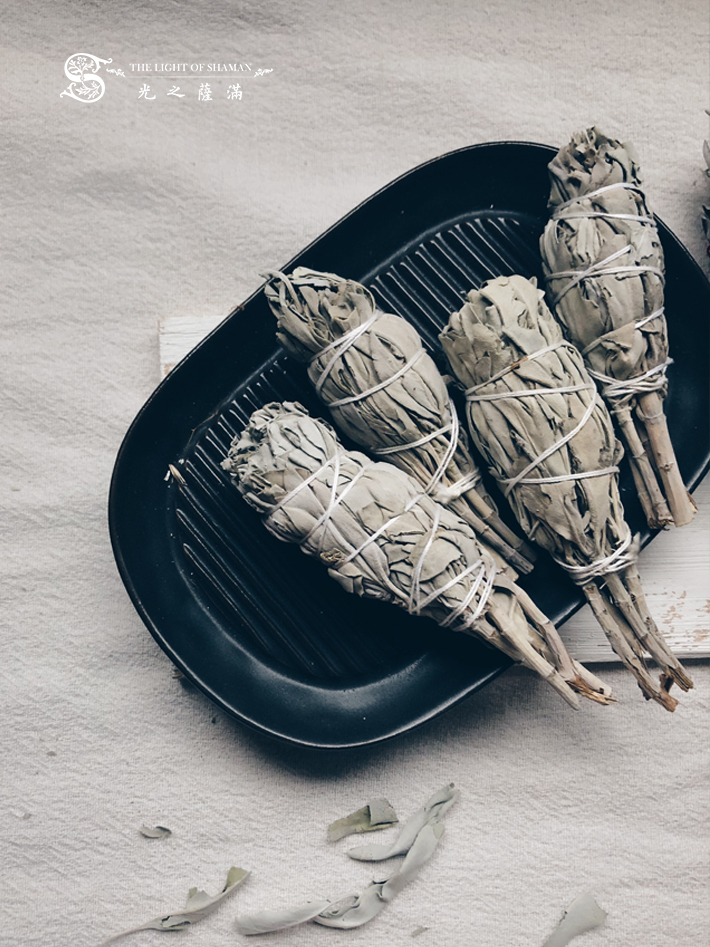 北美淨化聖品白鼠尾草棒棒糖（三個一組）白色鼠尾草迷你捆 white sage smudge－光之薩滿