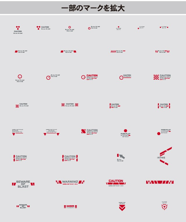 1/144 & 1/100 通用警告水貼 (灰色/紅色)