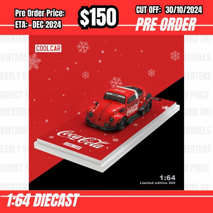 PO-$150 * Time Micro * 1:64 Volkswagen Beetle Christmas Coca Cola [OD26/10]