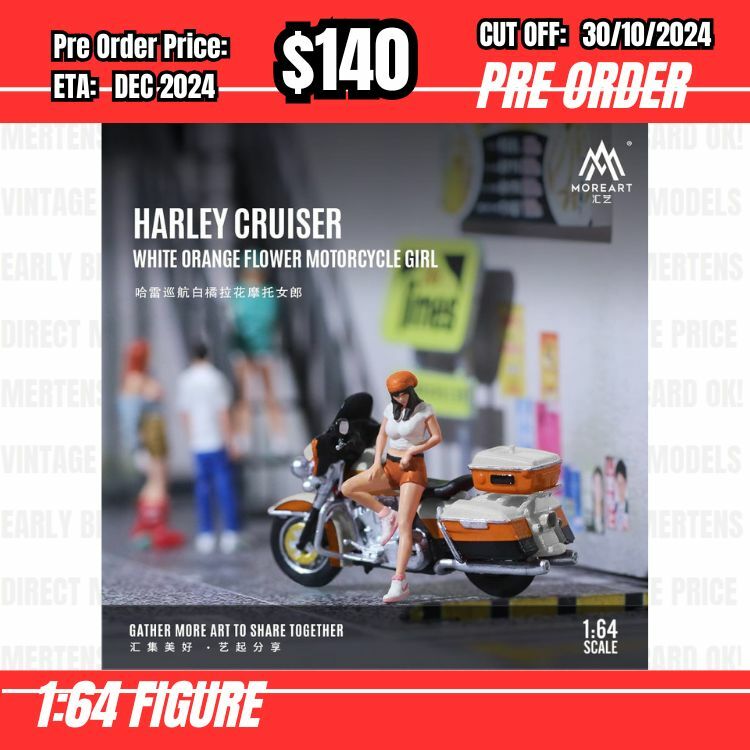 PO-$140 * Moreart * 1:64 Figure - Harley Cruiser White Orange Flower Motorcycle Girl [OD26/10]
