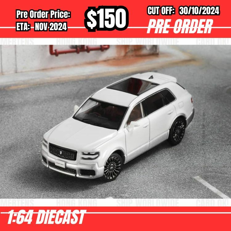 PO-$150 * GCD * 1:64 Toyota Century G70 SUV White Silver RHD [OD26/10]