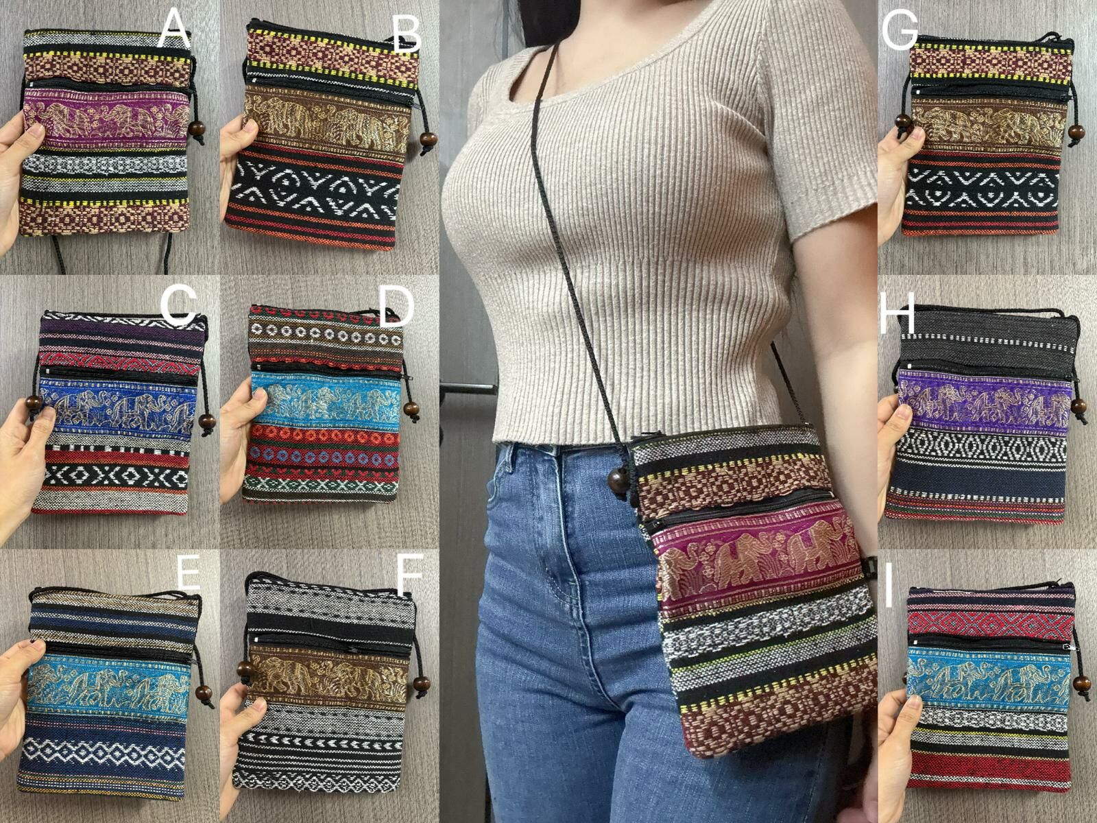 泰國 熱賣款 本土泰絲 手工 編織 斜挎袋 男女都可用