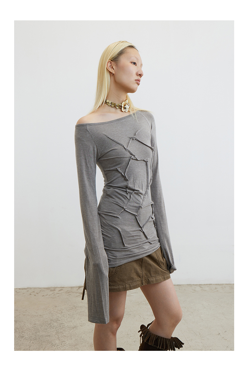 CONP 蛛網修身喇叭袖針織衫