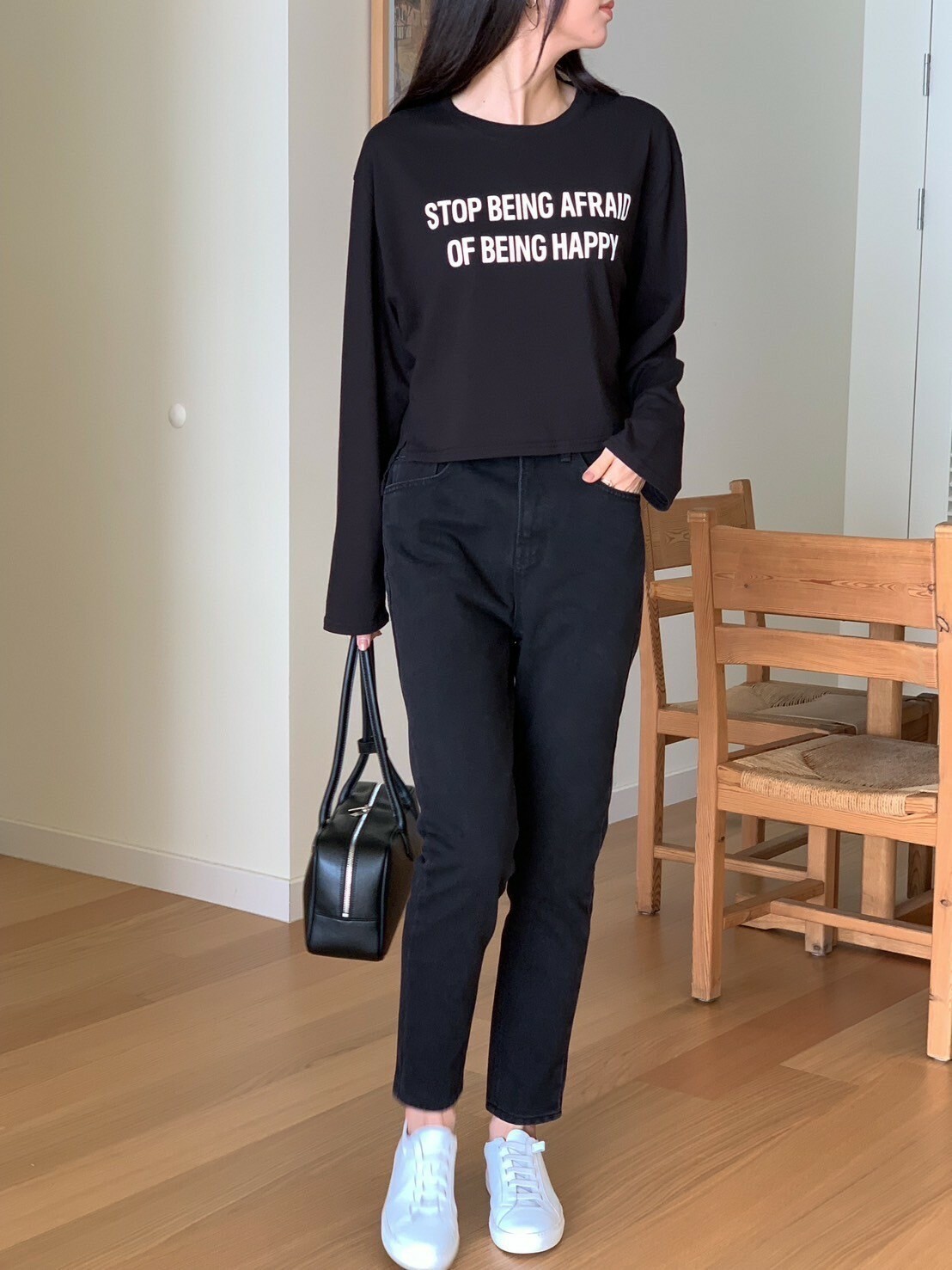 春夏新款/素黑男友褲