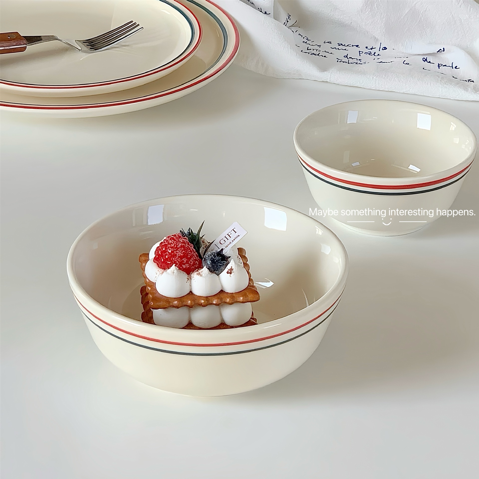 《5092》美式餐具奶油風釉下彩碗盤