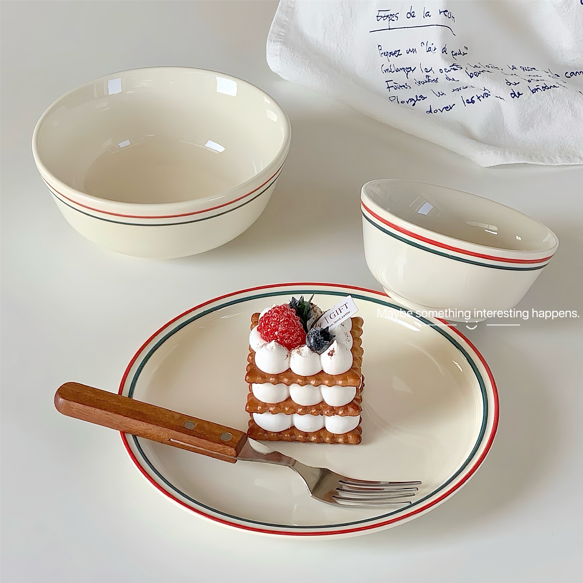 《5092》美式餐具奶油風釉下彩碗盤