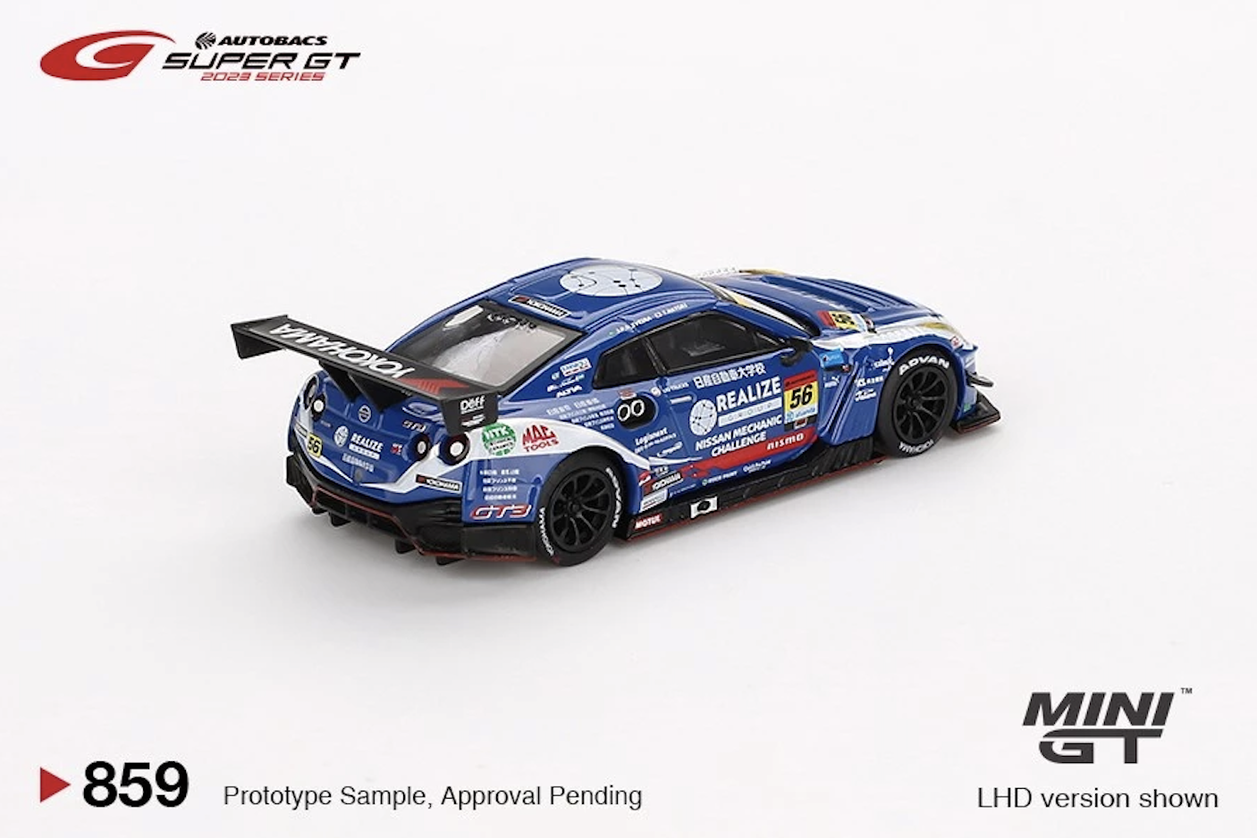 【預訂】Mini GT #859 Nissan GT-R Nismo GT3 #56 " Realize Nismo Mechanic Challenge GT-R" Kondo Racing  2023 Super GT Series / Super GT Blister Packaging