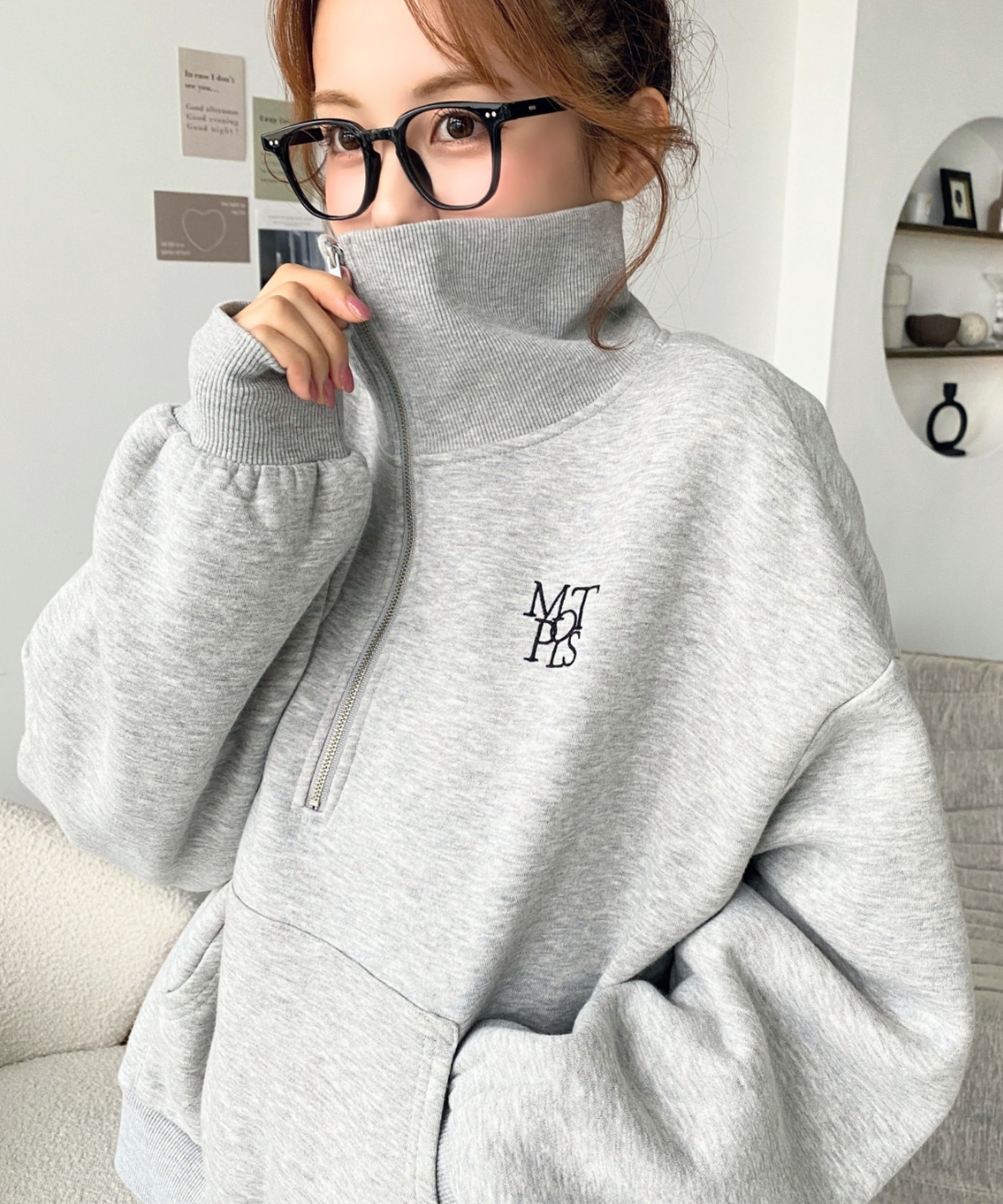 🇯🇵  MOMENT+ 半拉鍊 抓絨 大學T 長袖 立領 秋冬 / 現貨✨