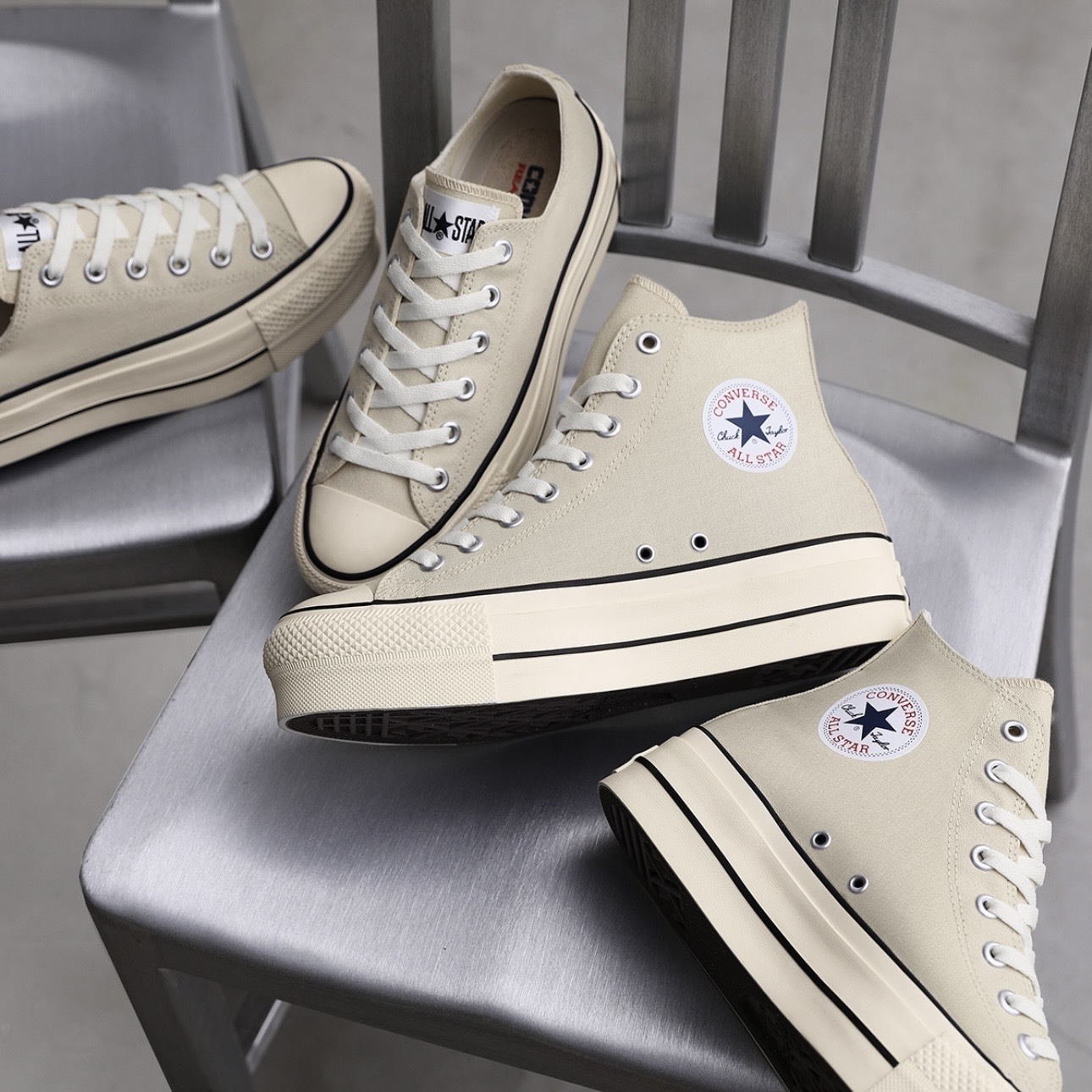 converse LIFTED 牛奶白厚底系列 高筒 / 低筒