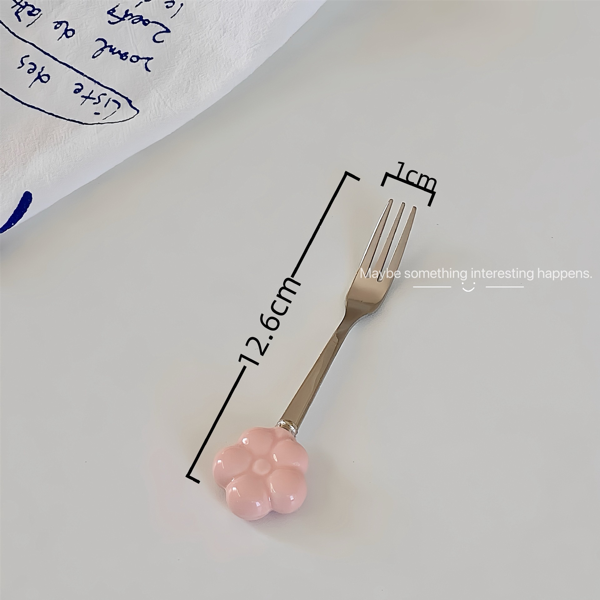 《5094》陶瓷手柄不鏽鋼水果叉/收納罐