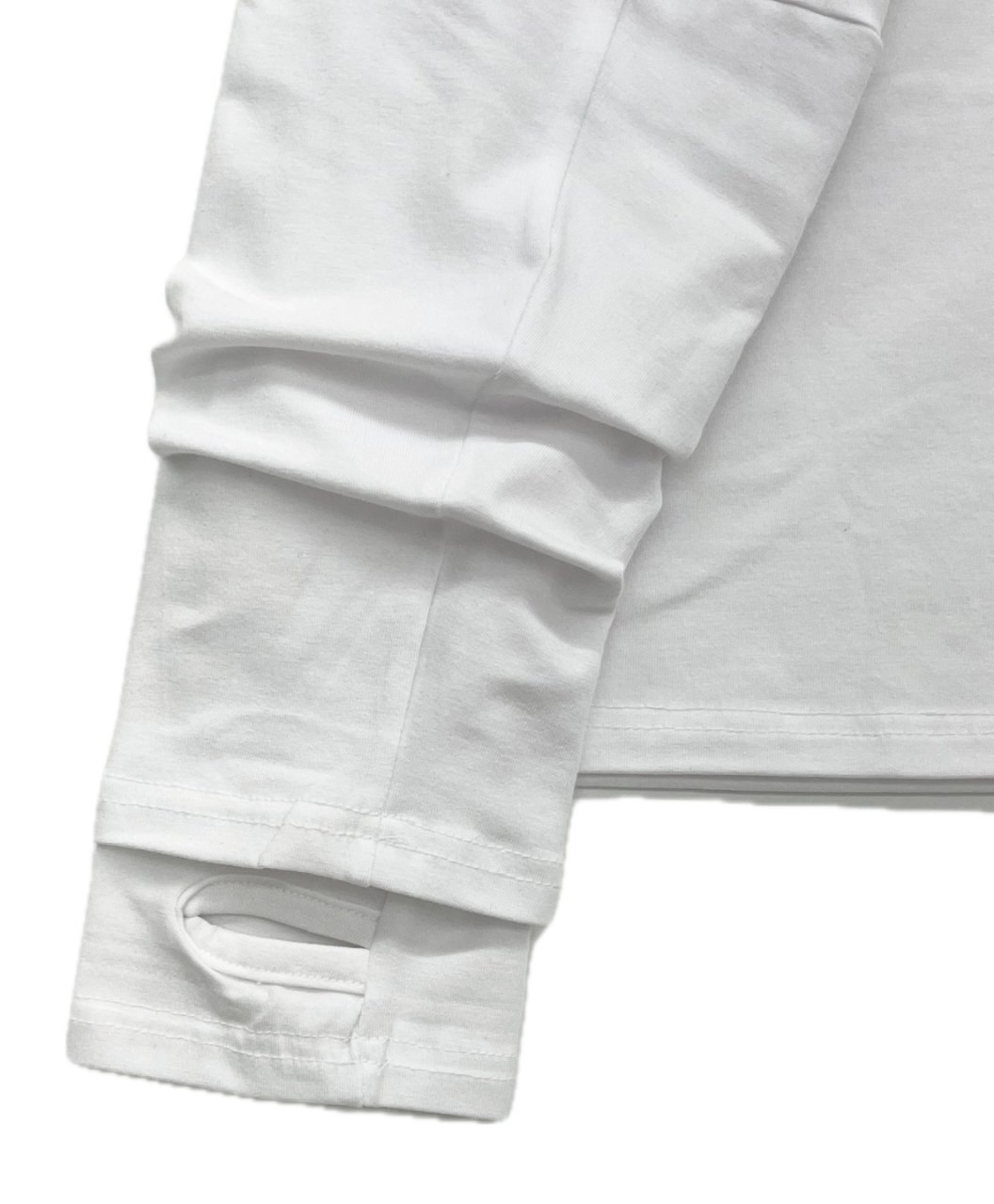 彈性圓領褶皺忍者袖長袖T