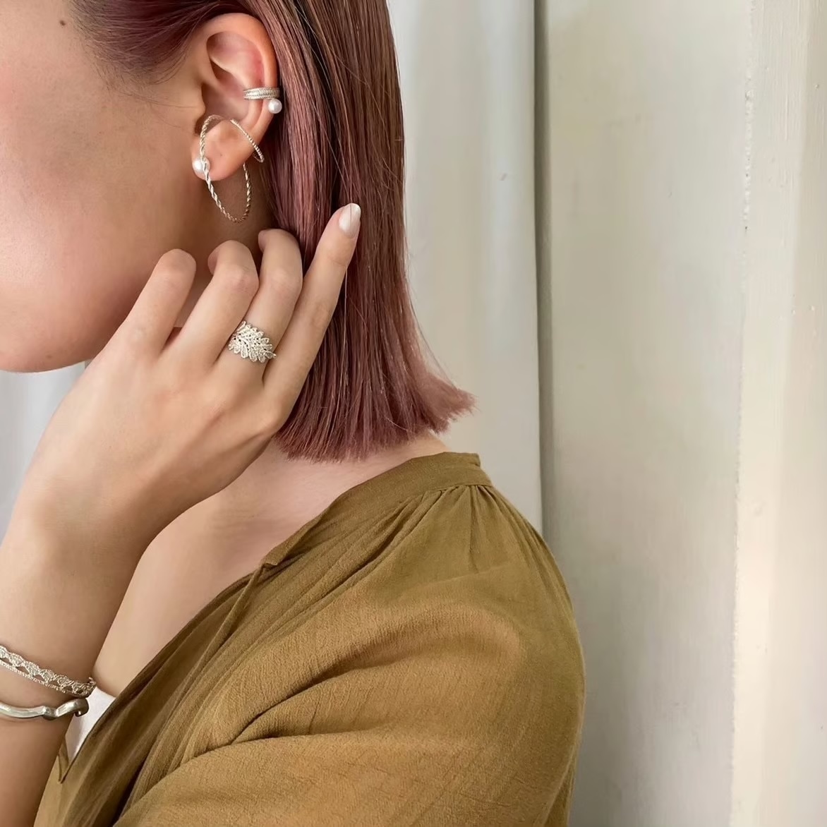 Blade Ear Cuff / Pearl  (silver)｜FLAVOUR