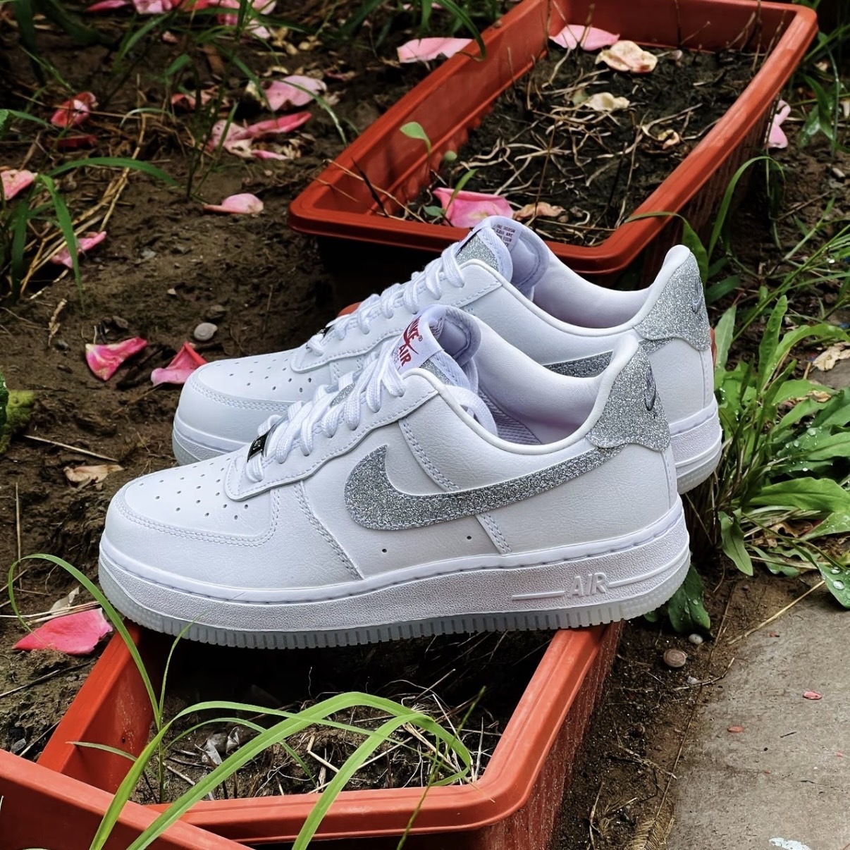 Nike Air Force 1 白銀 銀灰 滿天星 女鞋 低筒休閒鞋