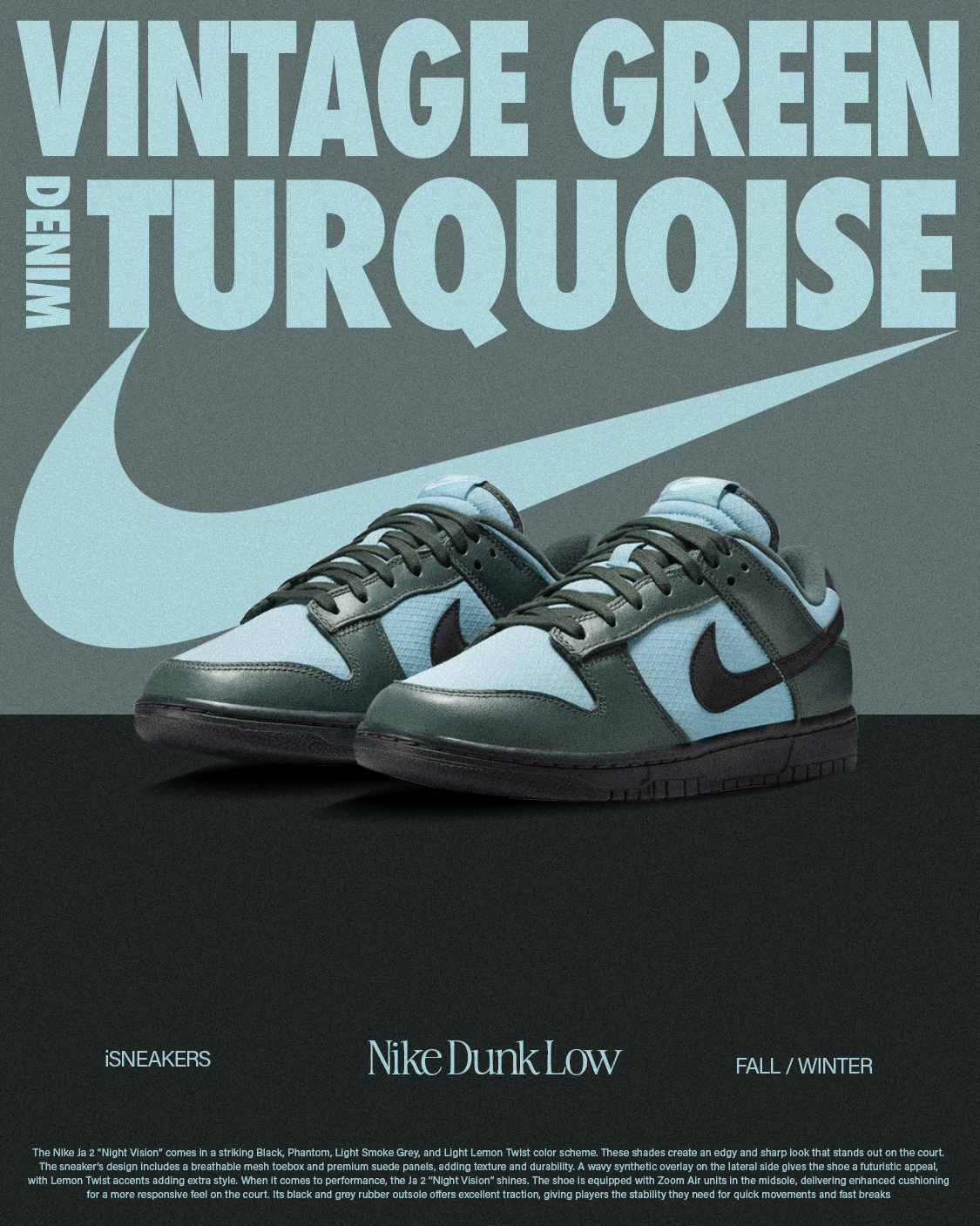 iSNEAKERS｜Nike Dunk Low "Turquoise" 墨松青 FZ3052-300