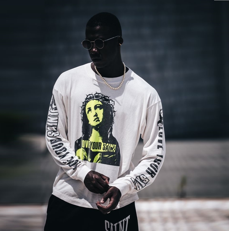 SAINT Mxxxxxx 2024 A/W LOVE UR SAINT TEE LS - WHITE PRE ORDER ITEM (預訂中)