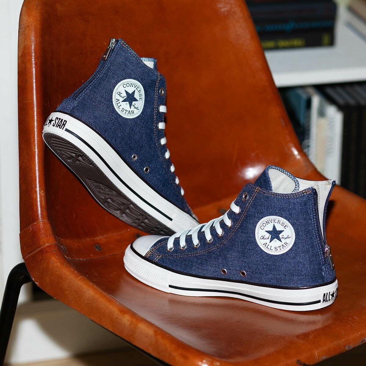 converse All Star 後拉鍊丹寧帆布鞋