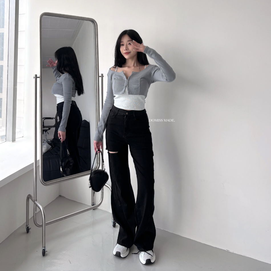 【DOMISS自訂】-5KG! 個性刷破好穿牛仔長褲 牛仔褲 (現貨)