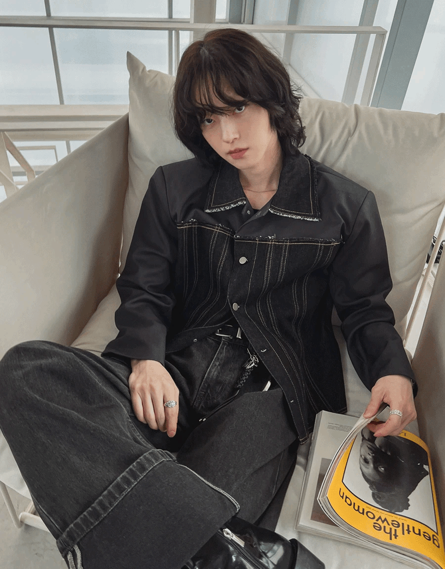 凱瑟琳半牛仔拼色外套