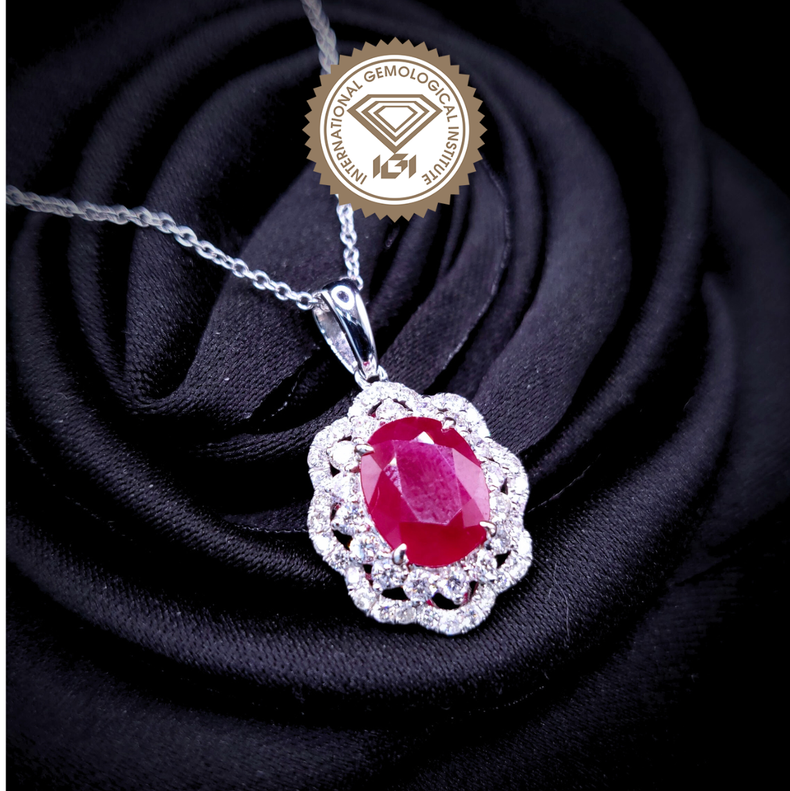 18K White Gold 2.02ct Ruby and Diamond Pendant