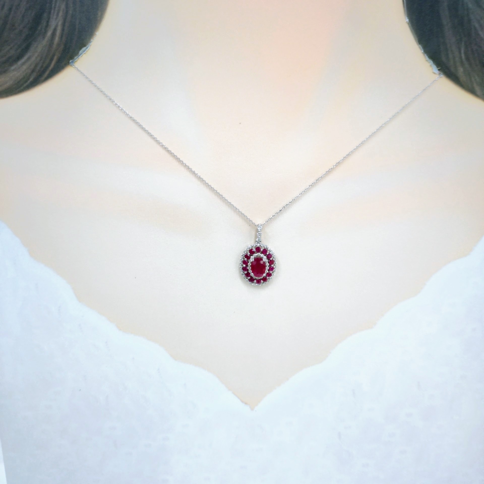 18K White Gold 2.05ct Ruby and Diamond Pendant